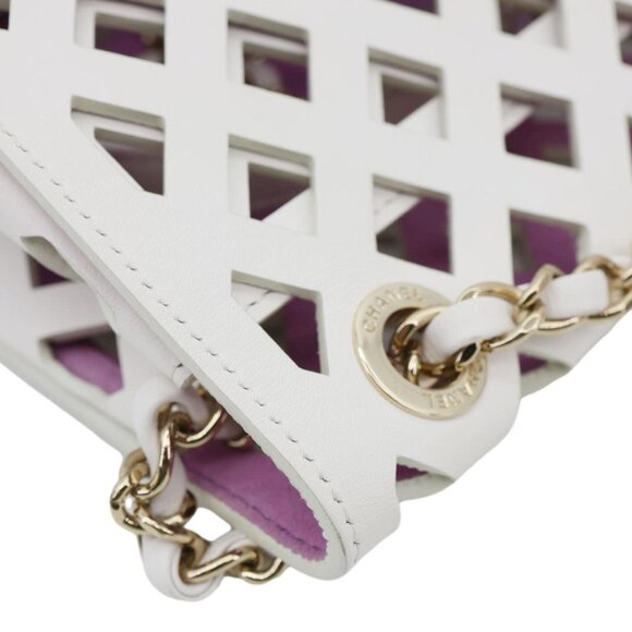 Chanel  See Through Flap Small Lambskin Leather Shoulder Bag White - Picture 6 of 14